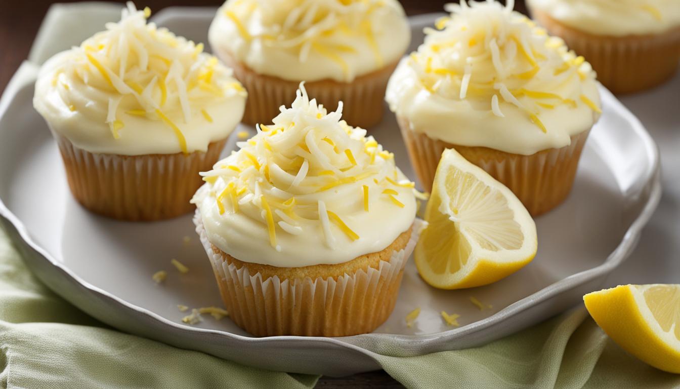 cutest coconut cupcakes with lemon glaze
